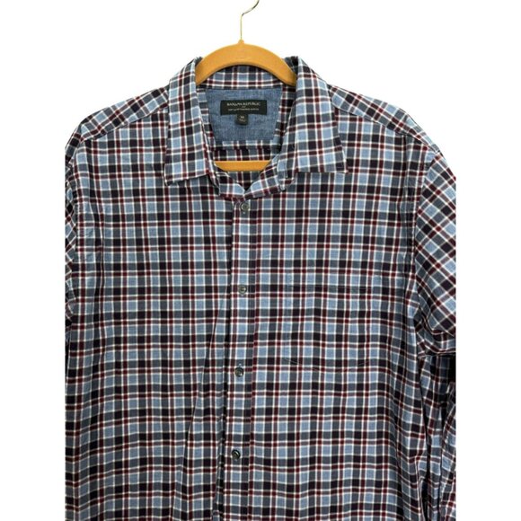 Banana Republic Mens Sz XL Soft Wash Tailored Slim Fit Plaid Long Sleeve Shirt - Picture 3 of 10